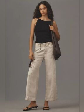 PAIGE Brooklyn High-Rise Quartz Crop Wide-Leg Jeans In Quartz 33